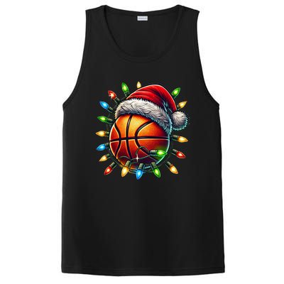 Funny Basketball Christmas Lights Santa Hat Snowflakes Funny Gift Meaningful Gif PosiCharge Competitor Tank