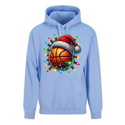 Funny Basketball Christmas Lights Santa Hat Snowflakes Funny Gift Meaningful Gif Unisex Surf Hoodie