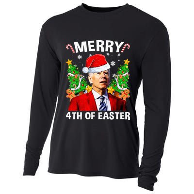 Funny Biden Christmas Santa Hat Merry 4th Of Easter Xmas Cooling Performance Long Sleeve Crew