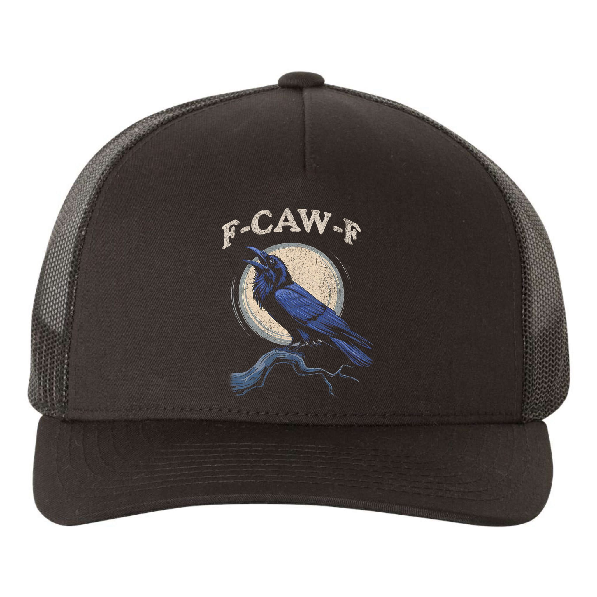Funny Black Crow F-Caw-F Crow Lover Yupoong Adult 5-Panel Trucker Hat