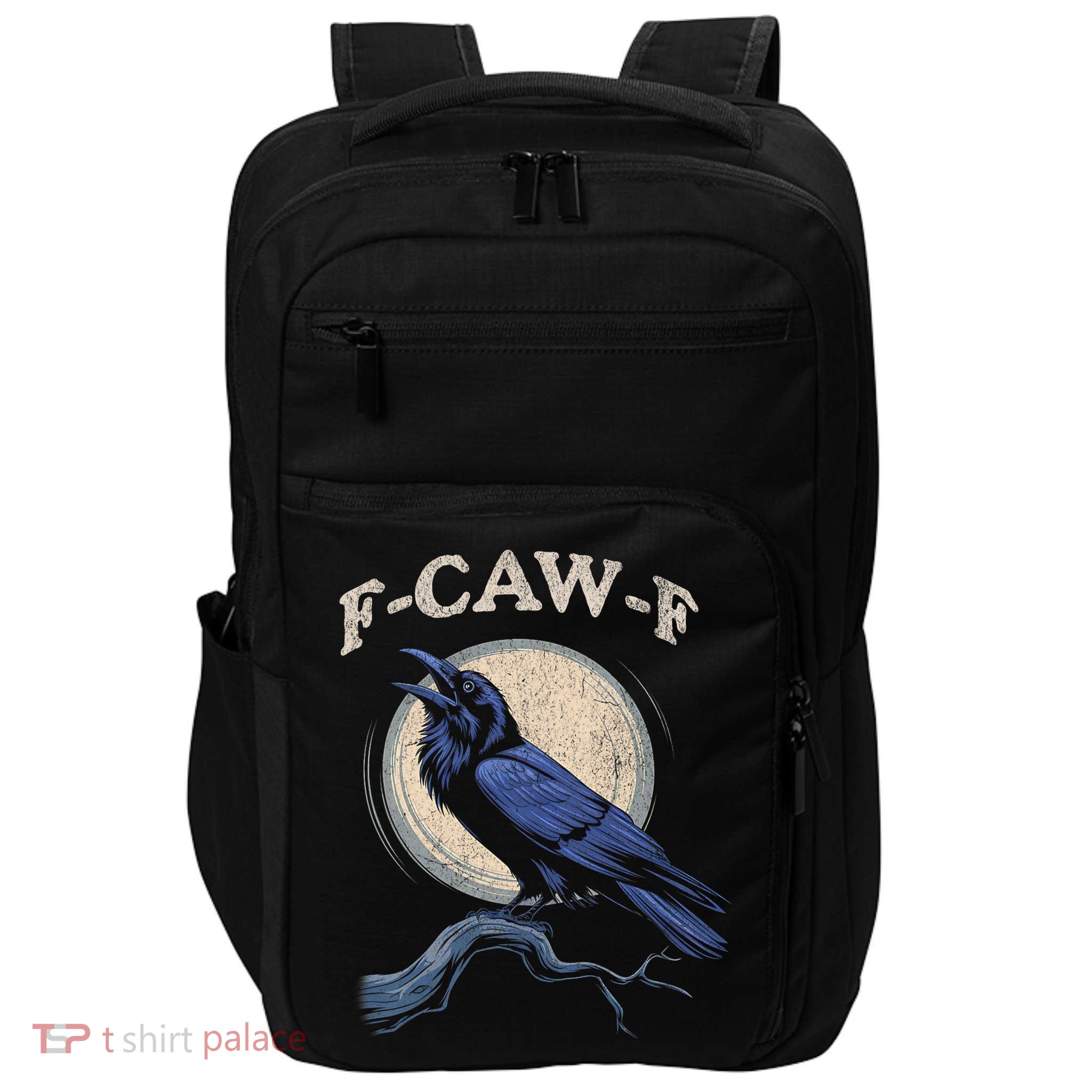 Funny Black Crow F-Caw-F Crow Lover Impact Tech Backpack