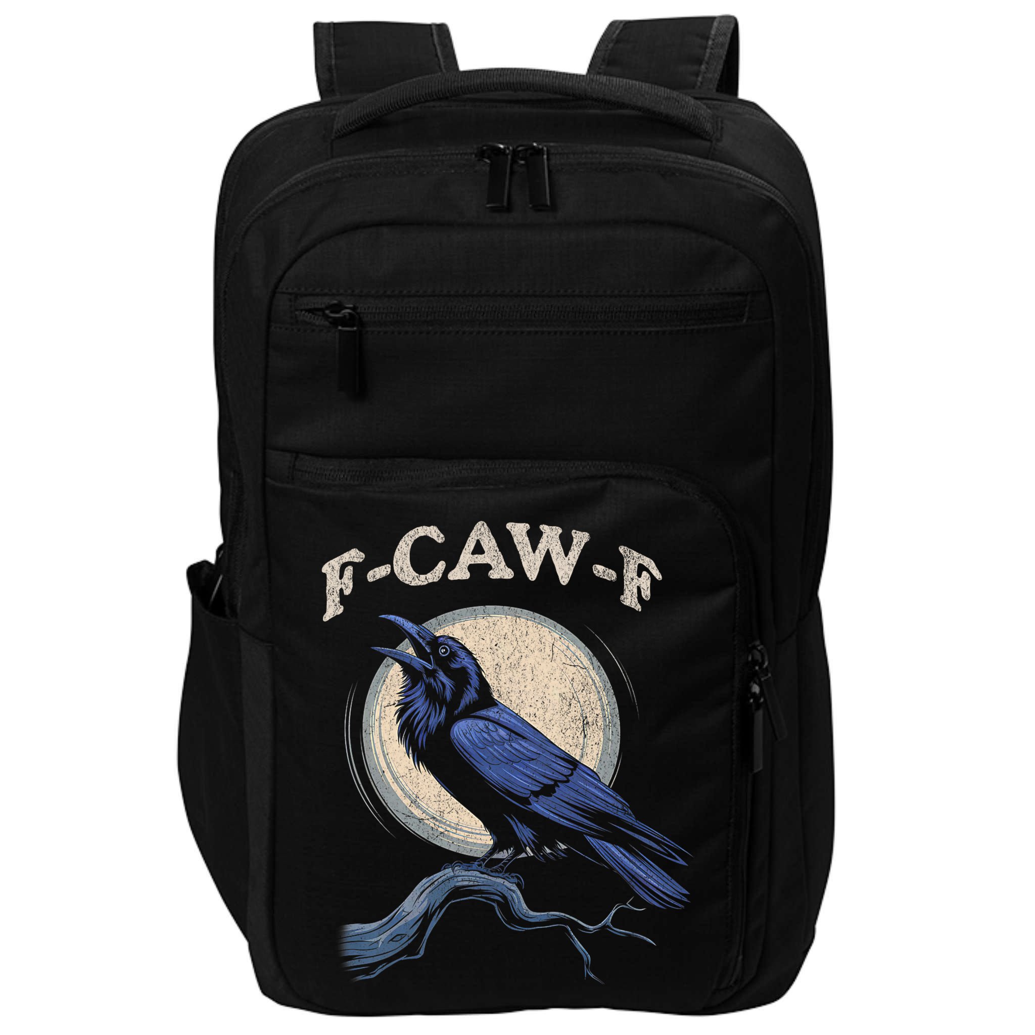 Funny Black Crow F-Caw-F Crow Lover Impact Tech Backpack