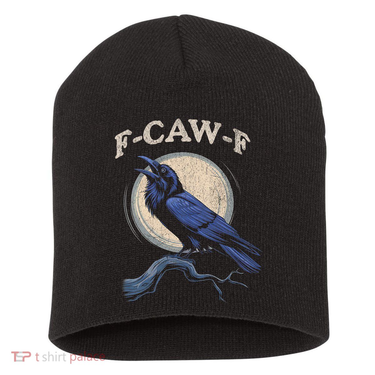 Funny Black Crow F-Caw-F Crow Lover Short Acrylic Beanie