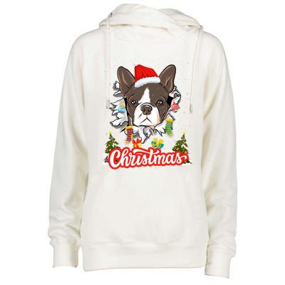 French Bulldog Christmas Idea For And Xmas Frenchie Cool Gift Womens Funnel Neck Pullover Hood