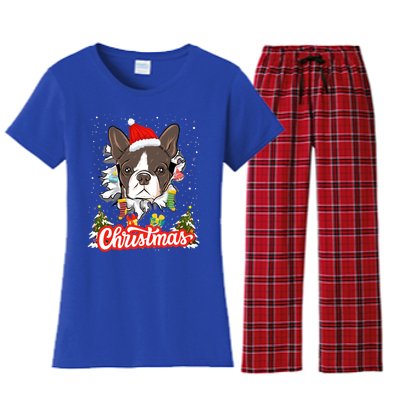 French Bulldog Christmas Idea For And Xmas Frenchie Cool Gift Women's Flannel Pajama Set