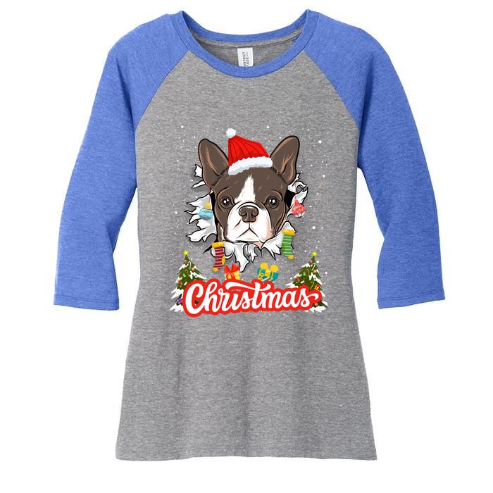 French Bulldog Christmas Idea For And Xmas Frenchie Cool Gift Women's Tri-Blend 3/4-Sleeve Raglan Shirt