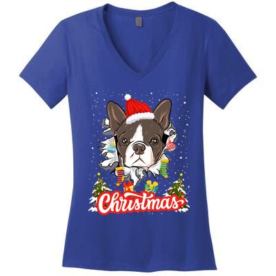 French Bulldog Christmas Idea For And Xmas Frenchie Cool Gift Women's V-Neck T-Shirt