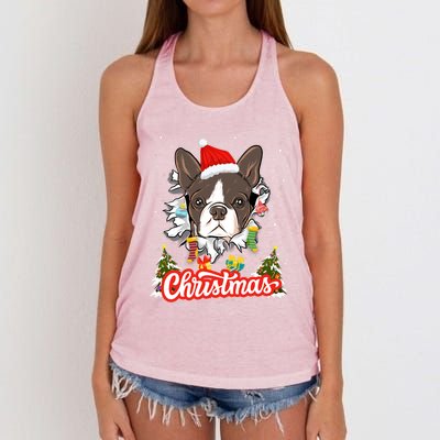 French Bulldog Christmas Idea For And Xmas Frenchie Cool Gift Women's Knotted Racerback Tank