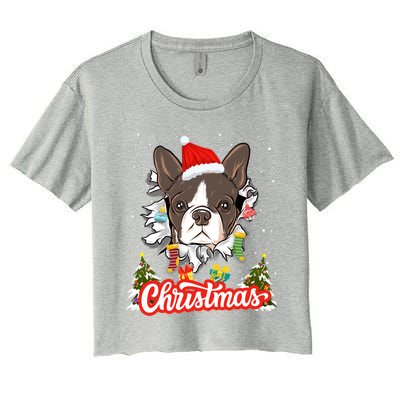 French Bulldog Christmas Idea For And Xmas Frenchie Cool Gift Women's Crop Top Tee