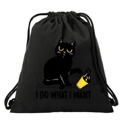 Funny Black Cat I Do What I Want Cat Lover Gifts Drawstring Bag