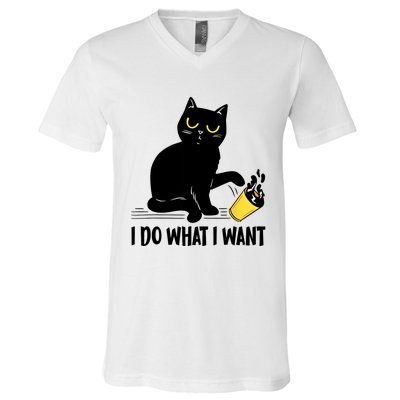 Funny Black Cat I Do What I Want Cat Lover Gifts V-Neck T-Shirt