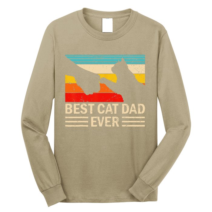 Funny Best Cat Dad Ever Funny Vintage Cat Daddy Long Sleeve Shirt