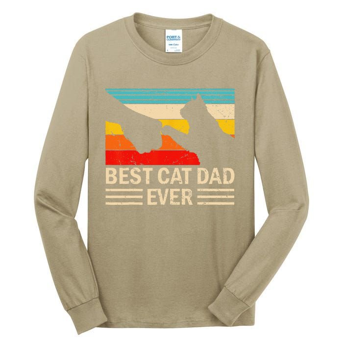 Funny Best Cat Dad Ever Funny Vintage Cat Daddy Tall Long Sleeve T-Shirt