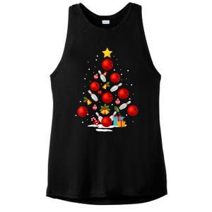 Funny Bowling Christmas Tree Lights Xmas Gifts Ladies PosiCharge Tri-Blend Wicking Tank