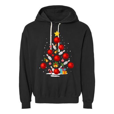 Funny Bowling Christmas Tree Lights Xmas Gifts Garment-Dyed Fleece Hoodie