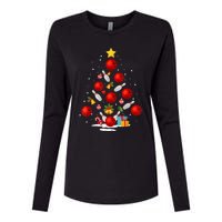 Funny Bowling Christmas Tree Lights Xmas Gifts Womens Cotton Relaxed Long Sleeve T-Shirt