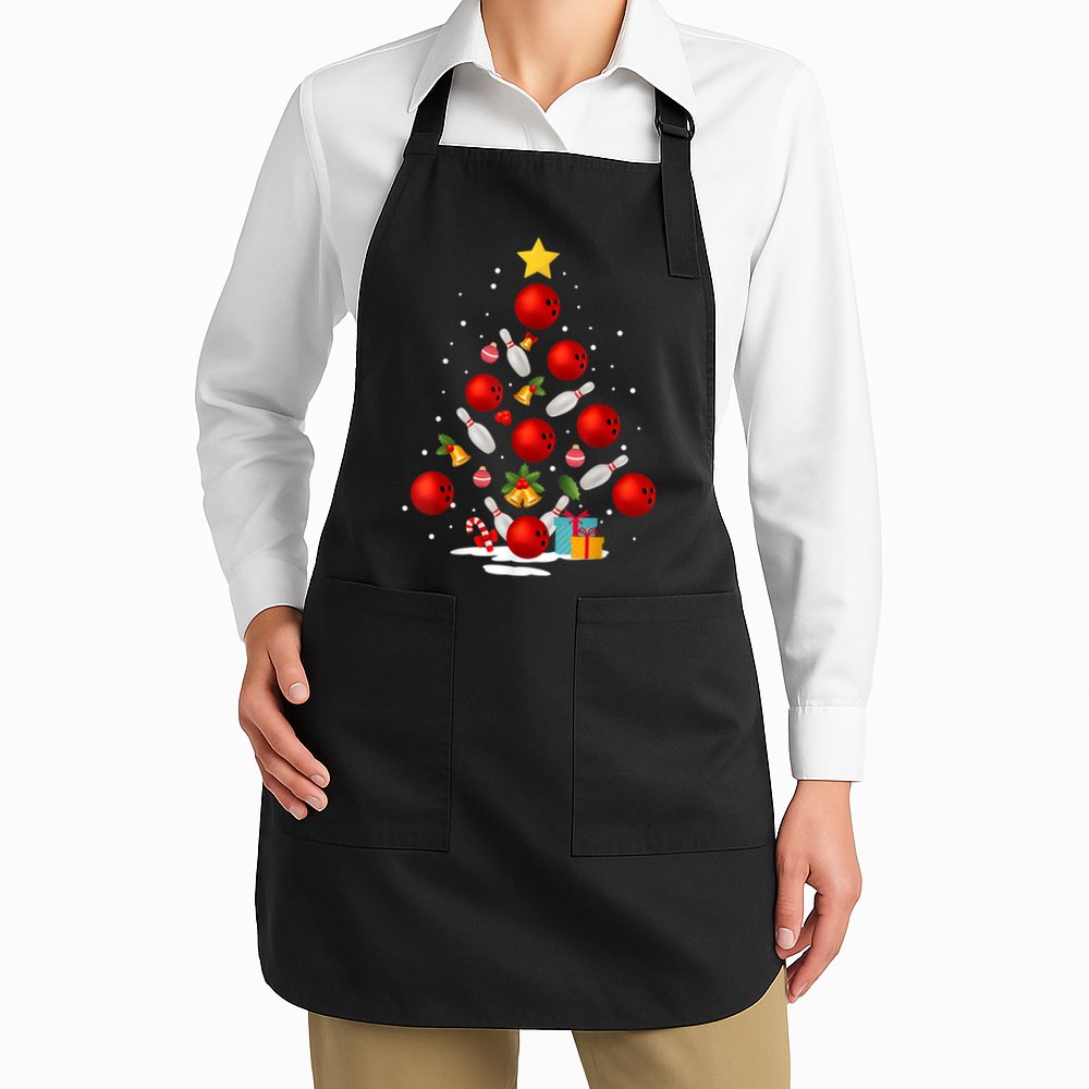 Funny Bowling Christmas Tree Lights Xmas Gifts Apron