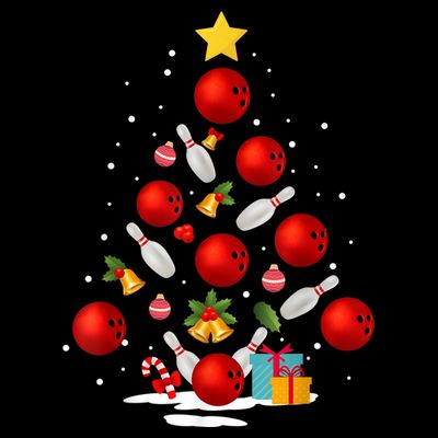 Funny Bowling Christmas Tree Lights Xmas Gifts T-Shirt