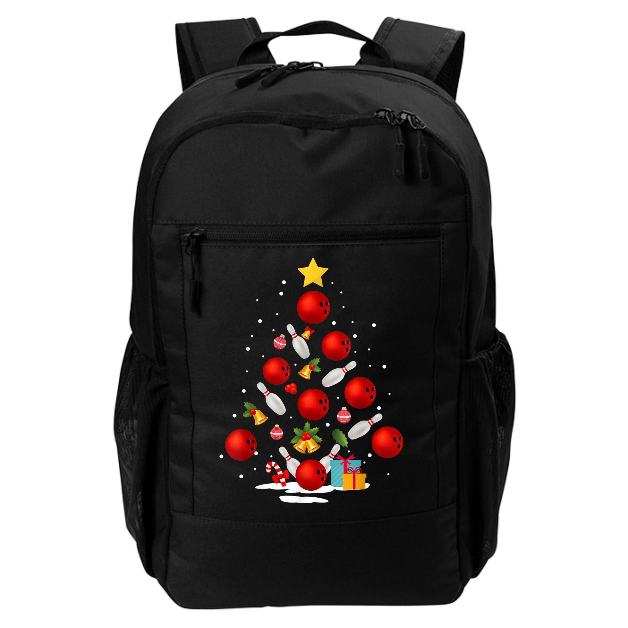 Funny Bowling Christmas Tree Lights Xmas Gifts Backpack