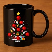 Funny Bowling Christmas Tree Lights Xmas Gifts 11oz C Handle Ceramic Mug