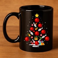 Funny Bowling Christmas Tree Lights Xmas Gifts 11oz C Handle Ceramic Mug