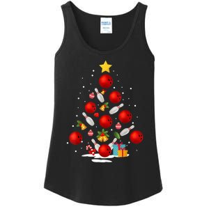 Funny Bowling Christmas Tree Lights Xmas Gifts Ladies Essential Tank