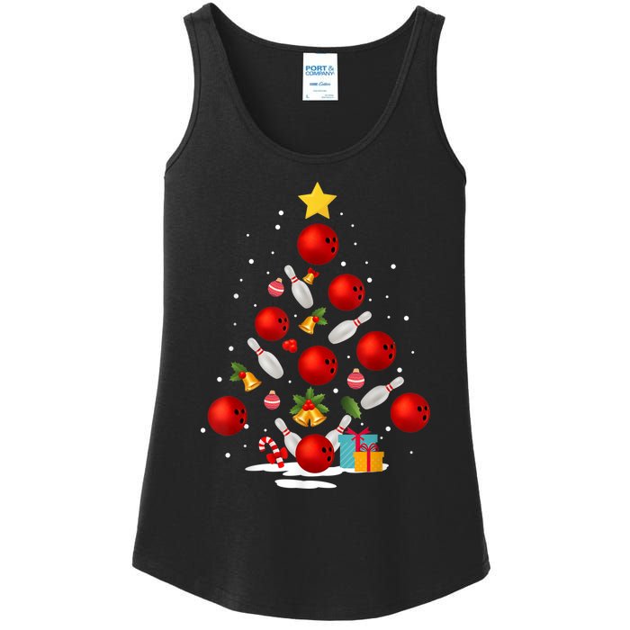 Funny Bowling Christmas Tree Lights Xmas Gifts Ladies Essential Tank