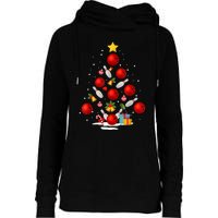 Funny Bowling Christmas Tree Lights Xmas Gifts Womens Funnel Neck Pullover Hood