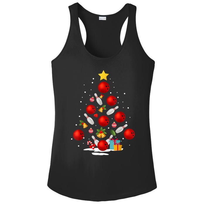 Funny Bowling Christmas Tree Lights Xmas Gifts Ladies PosiCharge Competitor Racerback Tank