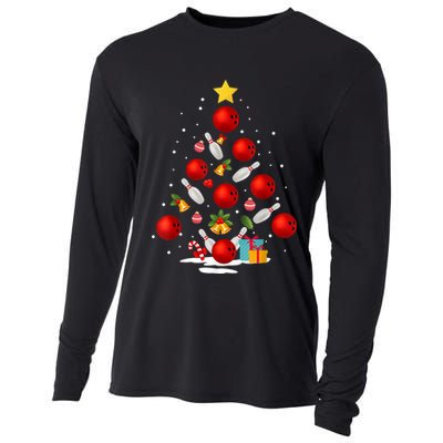 Funny Bowling Christmas Tree Lights Xmas Gifts Cooling Performance Long Sleeve Crew