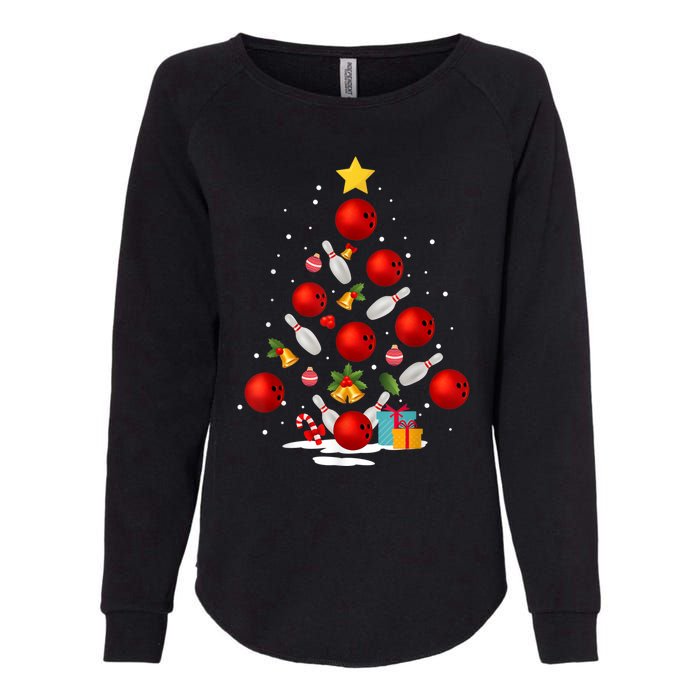 Funny Bowling Christmas Tree Lights Xmas Gifts Womens California Wash Sweatshirt