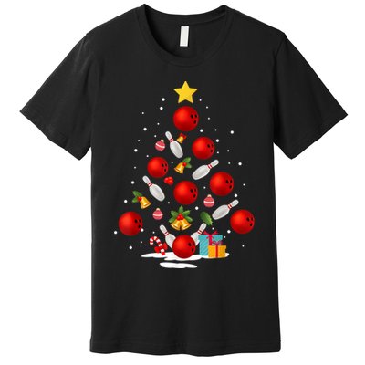 Funny Bowling Christmas Tree Lights Xmas Gifts Premium T-Shirt