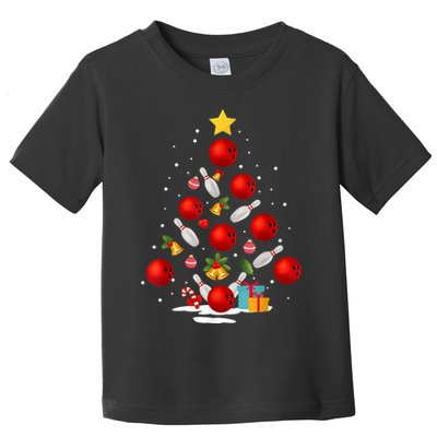 Funny Bowling Christmas Tree Lights Xmas Gifts Toddler T-Shirt