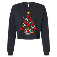 Funny Bowling Christmas Tree Lights Xmas Gifts Cropped Pullover Crew