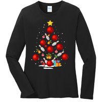 Funny Bowling Christmas Tree Lights Xmas Gifts Ladies Long Sleeve Shirt