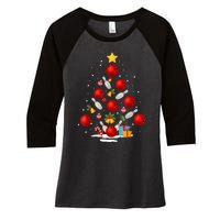 Funny Bowling Christmas Tree Lights Xmas Gifts Women's Tri-Blend 3/4-Sleeve Raglan Shirt