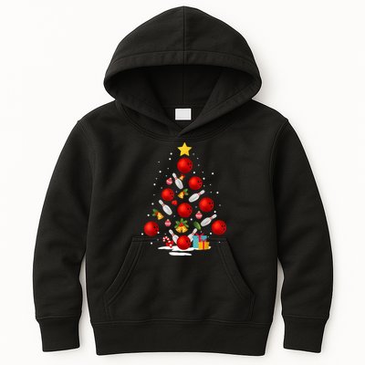Funny Bowling Christmas Tree Lights Xmas Gifts Kids Hoodie