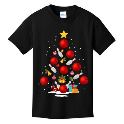 Funny Bowling Christmas Tree Lights Xmas Gifts Kids T-Shirt