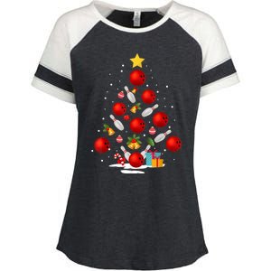 Funny Bowling Christmas Tree Lights Xmas Gifts Enza Ladies Jersey Colorblock Tee