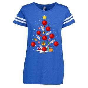 Funny Bowling Christmas Tree Lights Xmas Gifts Enza Ladies Jersey Football T-Shirt