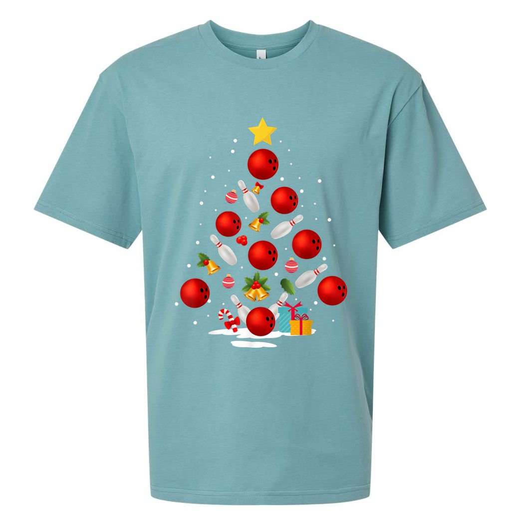 Funny Bowling Christmas Tree Lights Xmas Gifts Sueded Cloud Jersey T-Shirt