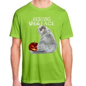 Funny Black Cat Resting Witch Face Halloween Costume Cool Gift Adult ChromaSoft Performance T-Shirt