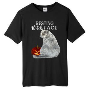 Funny Black Cat Resting Witch Face Halloween Costume Cool Gift Tall Fusion ChromaSoft Performance T-Shirt