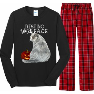 Funny Black Cat Resting Witch Face Halloween Costume Cool Gift Long Sleeve Pajama Set