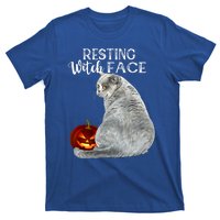 Funny Black Cat Resting Witch Face Halloween Costume Cool Gift T-Shirt