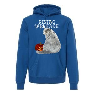 Funny Black Cat Resting Witch Face Halloween Costume Cool Gift Premium Hoodie