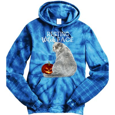 Funny Black Cat Resting Witch Face Halloween Costume Cool Gift Tie Dye Hoodie