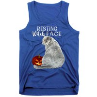 Funny Black Cat Resting Witch Face Halloween Costume Cool Gift Tank Top