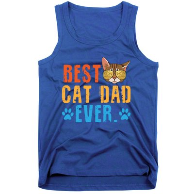 Funny Best Cat Dad Ever Colorful Cat With Sunglass Gift Tank Top