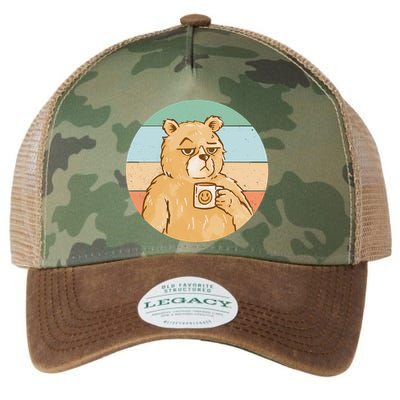 Funny Bear Coffee Lover Retro Sunset Legacy Tie Dye Trucker Hat